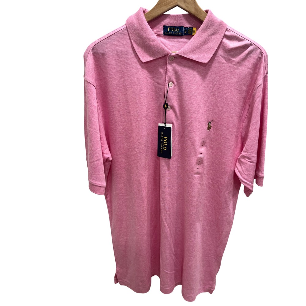 Polo Ralph Lauren Mens Hampton Pink Heather Short Sleeve Polo Shirt 711870645008